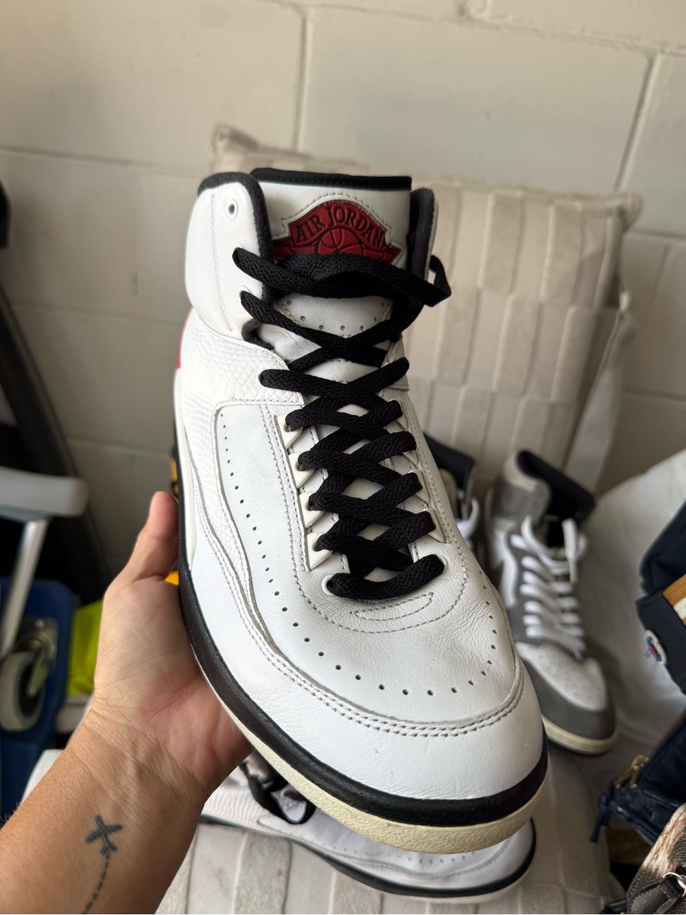 Jordan White Black Red High-Top Sneakers